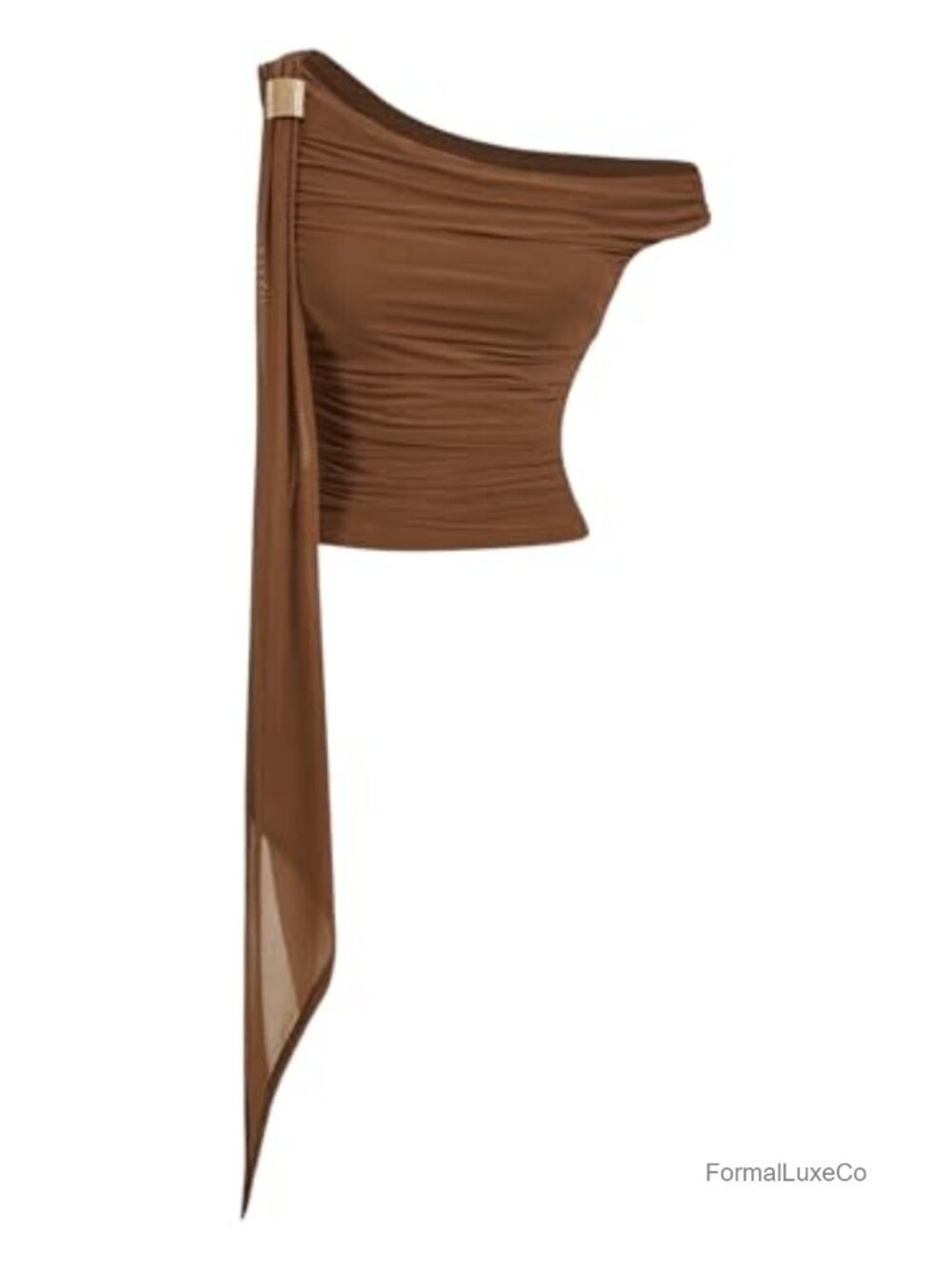 Asymmetrical One Shoulder Ruched Cropped Top Sleeveless Slim Fit Party